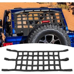 Wsays Black Mesh Cargo Net Roof Top Door Off Netting Hammock Compatible with for 1987-2024 Jeep Wrangler YJ TJ JK JL & Gladiator JT 2/4 Door