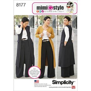 سترة أو سترة بمقاس كبير 8177 من Simplicity، ونمط خياطة علوي للنساء من Mimi G Style Sizes AA (10-18).