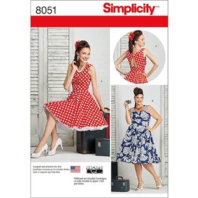 Simplicity 8051 1950's Vintage Fashion Women's Pin Up Dress Sewing Pattern by Theresa Laquey, Sizes 10-18