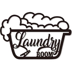 Bnesi Laundry Black Decor Sign, Farmhouse Metal Wall Art Decoration, Rustic and Elegant Laundry Room Hanging Decor, 17.8 x 11.8 inch (Black-elegant)