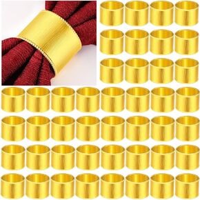 36 Pcs Napkin Rings Bulk, Frosted Gold Napkin Rings, Serviette Rings, Metal Round Napkin Rings Buckles, Gold Napkin Ring Holders for Table Decorations, Valentine, Wedding, Dinner, Party