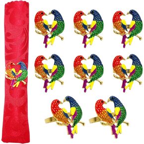 Davifina Bird Napkin Rings Set of 8 Colorful Animal Napkin Buckles for Spring Holiday Party Wedding Home Table Decoration ERE29