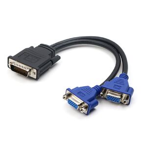 suckoo Graphics Card DMS 59pin to 2 Port VGA Cable Computer Host External vga Monitor TV Projector Adapter Converter Splitter 25cm Black