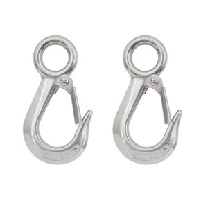 2PCS Crane Swivel Hook,Grab Hook,Clevis Slip Hook, TTZEZE 304 Stainless Steel Lifting Hook Spring Hook with Round Eyelet, Heavy Duty Boat Hook Fast Eye Safety Snap Hook Rigging Accessory (0.5 TON)