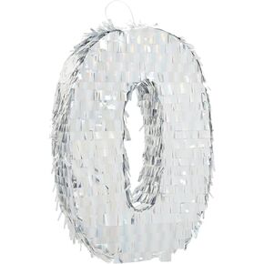 BLUE PANDA - Small Holographic Silver Foil Number 8 Pinata for Kids Birthday Party Decorations (15.7x9x3 in)