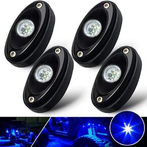 4 Pods LED Rock Light Kit Blue LED Neon Lights for Jeep Car UTV ATV SUV Off Road Boat Under Glow Lamp Truck Bed Lighting Waterproof
