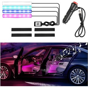 Car LED Interior Lights, 12V Smart Auto Seat Ambient Light Cigarette Lighter with App Control Music Sync Color Changing RGB, Vehicle Interior Lighting for Man Woman, Universal Fit