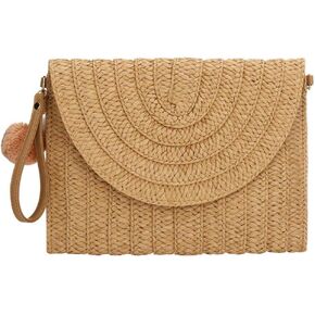 YYW Womens Straw Clutch Summer Evening Handbag Beach Purse Woven Straw Bag Envelope Clutch