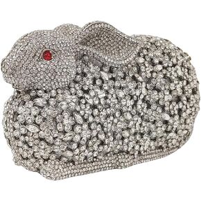Cute Rabbit Evening Bag Bunny Rhinestone Purse Animal Crystal Clutch for Party Wedding Prom Handbag