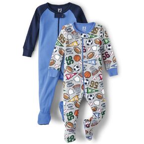 The Children's Place Baby Boys' and Toddler Short Sleeve Zip-Front One Piece Footless Pajama Snug Fit 100% Cotton