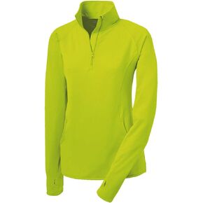 Joe's USA Ladies Moisture Wicking Stretch 1/2-Zip Pullover Sweatshirt-L-ChargeGreen