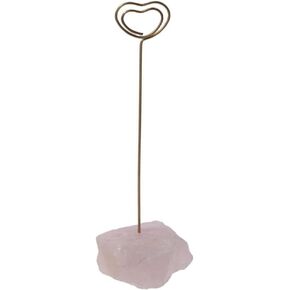 allcoupon Memo Holder Stand Natural Office Heart Shape Photo Picture Holder Decoration Pink Quartz Photo Display Clip Stand