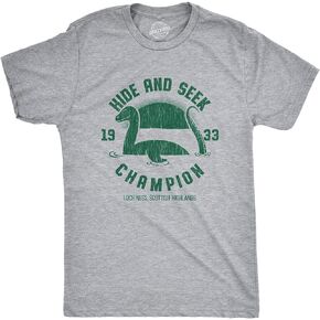 Mens Hide and Seek Champion Loch Ness Monster Tshirt Funny Sea Creature Graphic Tee