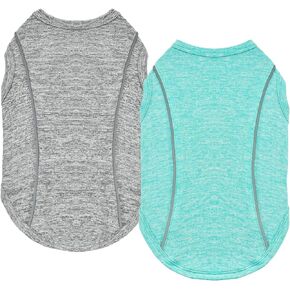 Vehomy 2 Pack Dog Shirts Quick-Dry Dog Summer T-Shirt with Reflective Strips Dog Breathable Cooling Tank Top Pet Sun Protection Shirt Clothes for Dogs Cats Pink & Purple M