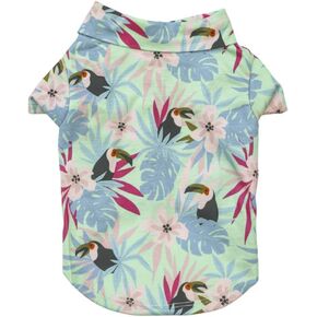 Tangpan Stipes Tropical Print Pet Dog Shirt Puppy Summer Hawaiian Beach Polo Shirts Clothes(Blue,L)