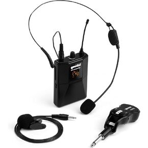 Gemini Sound GMU-HSL100 Professional Wireless Headset Lavalier Rechargeable Battery Powered Microphone with Instant Plug & Play Connectivity for DJ's, Singers, Public Speakers with Body Pack