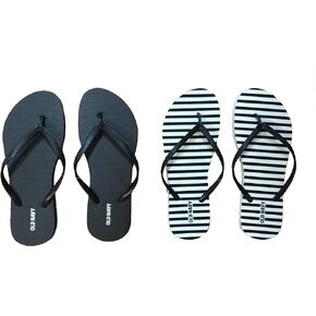 Old Navy Women Beach Summer Casual Flip Flop Sandals (9 Black Stripe & Black Flip Flops) with Dust Cover