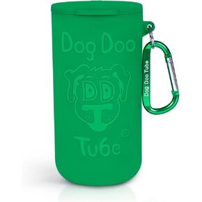 Dog Doo Tube Reusable Dog Poop Holder For Dog Walkers - Carries Used Dog Poop Bags - Tight Fitting Lid Keeps in Odors - Dog Waste Carrier - Attachable to Dog Leash, Harness or Waist (XLarge, Green)