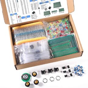 1900pcs Mega Electronic Component Kit Assortment, Capacitors, Resistors, LED, Transistors, Diodes, 1n270 Germanium, DC Jacks, opamp, PCB, Speaker