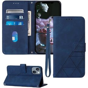 Moment Dextrad for iPhone 13 Wallet Case/iPhone 14 Case Wallet,[Kickstand] [Wrist Strap] [Card Holder Slots] TPU Interior Protective Leather Flip Cover for iPhone 14/13 (Blue)