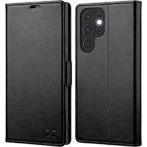 OCASE Compatible with Galaxy S22 Ultra 5G Wallet Case, PU Leather Flip Folio Case with Card Holders RFID Blocking Kickstand [Shockproof TPU Inner Shell] Phone Cover 6.8 Inch (2022) - Black