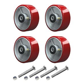 6" x 2" Polyurethane on cast Iron Wheel, Roller Bearing-1/2" Bore, Set of 4 Heavy Duty Caster Wheels with 4800 lbs Capacity (4 Pack)