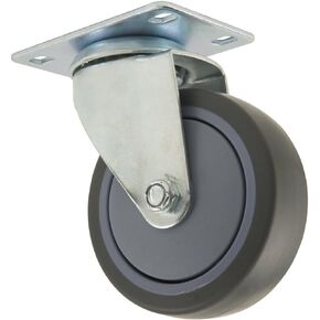 TPR Rubber Caster Wheel with Swiveling Top Plate - 4-Inch - 250 lb. Load Capacity - Non-Marking for Use in Hospitals, Food Service, & Other Institutional Applications