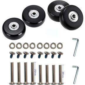 50 x 18mm Set of 4 Luggage Suitcase Replacement Wheels, Rubber Swivel Caster Wheels Bearings Repair Kits