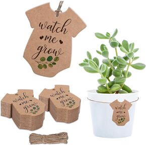 JarThenaAMCS 100Pcs Watch Me Grow Tags Succulent Favor Tags with Hemp Rope Teacher Appreciation Gift Tag Greenery Baby Shower Hanging Kraft Paper Label for Graduation Birthday Party Supplies in Saudi Arabia