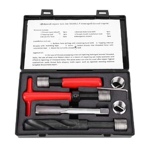 Jeanoko 10Pcs M18x1.5 Thread Repair Kit High-Strength Stainless Steel Twisted Drill Tap Wrench Threaded Insert Tools Set for Automotive Parts