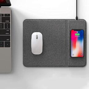 AmyZone Fast Wireless Charging Mouse Pad 15w Qi Certified Fabric Case-Friendly Large Wireless Charger Gaming Mouse Mat for iPhone 13/12 Pro/Xs/X/8/11 Samsung S10 Note 10 Google Pixel 4/3 XL for Gift