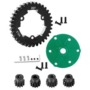 جزء ترقيات محرك Rcarmumb 35T Spur Gear Cush Drive لـ 1/5 X-Maxx 6S، X-Maxx 8S Monster Truck، مبيت محرك كوش من الألومنيوم، فولاذ كربوني متوسط ​​35T 1.5 Spur Gear مع ترس ترس (11T/12T/13T/14T)، أحمر