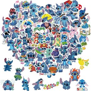 100Pcs Stitch Stickers for Kids, Cute Lilo Stitch Cartoon Sticker Party Favors for Teen, Stitch Decal Gifts, Waterproof Vinyl Sticker for Water Bottle Laptop Phone