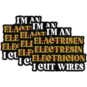 Set 3Pcs Electricion I Cut Wires Sticker, Lineman Sticker, Electrician Stickers, Hard Hat Blue Collar Gifts, Water Assitant Die-Cut Vinyl Funny Decals for Laptop Phone Water Bottles Kindle (2 Inches)