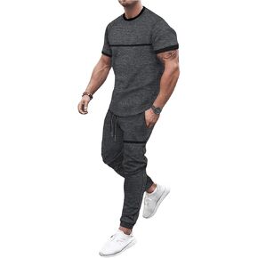 بدلة رياضية رجالية من SOLY HUX مكونة من قطعتين من ملابس الركض الكاجوال بأكمام قصيرة ومجموعة سراويل الركض in Kuwait