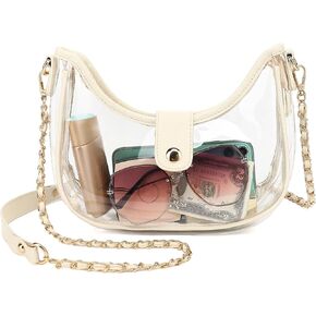 LOXOMU Clear Purses for Women Stadium Approved, Chic Clear Stadium Puse Clear Crossbody Bag for Concerts, Sports Events