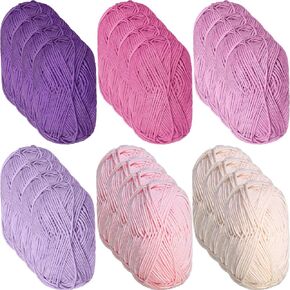 24 Skeins Soft Cotton Yarn Total 2880 Yards Assorted Colors Yarn for Crocheting and Knitting 4 Ply Acrylic Yarn for DIY Crafts Project, Each Skein 1.76 oz/120 Yard (Pastel Colors)