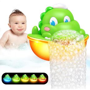 Light Up Bath Toys,Baby Bath Toys Dinosaur Bath Bubble Machine Automatic Bath Bubble Maker with Colourful Light Bathtime Shower Bathtub Toys for Kids Ages 1-5 Birthday Gift for Toddler Boys Girls