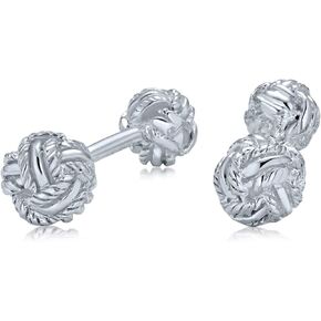 Solid Double Sided Twist Love Knot Woven Braided French Style Fixed Bar Backing Shirt Cufflinks For Men Executive Groom Gift 14K Gold Plated .925 Sterling Silver