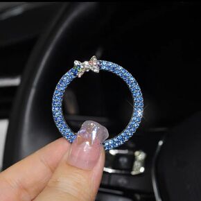 ALITTLEBYLIFE Car Bling Ring Emblem Car Accessories for Buttons & Knobs, Sparkling Push Start Button Sticker, Key Ignition & Knob Ring Decoration, Bling Car Interior Accessories - Pink