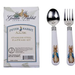 Golden Rabbit Enamelware - Pastel Pink Pattern - Flatware 2-piece Gift Set