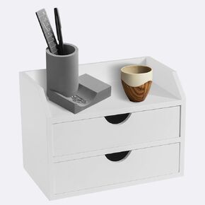 Wooden Desk Organizer Mini Desk Drawer Tabletop Office Supplies Desk Accessories for Office or Home (2 Drawer)