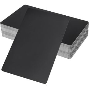 JOIKIT 200 قطعة من بطاقات العمل المعدنية مقاس 3.4 × 2.1 بوصة، بطاقات عمل من الألومنيوم الأسود فارغة وبطاقات اسم معدنية منقوشة بالليزر DIY، بطاقات VIP، تجارية، هدايا، أسود in Kuwait