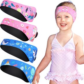 4 Pieces Swimming Ear Band for Kids Ear Protection Band Swim Cap Waterproof Adjustable Swim Headband
