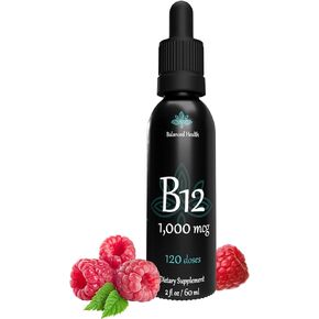 B12 1,000 mcg, 2oz 120 Servings, Raspberry Flavor, Methylcobalamin Sublingual Drops