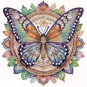 PFFNGPEN DIY Butterfly Mandala Diamond Painting Kits for Adults,5D Special Shape Crystal Rhinestone Diamond Art Kits for Beginners,for Home Wall Decoration Gift 12x12inch in Saudi Arabia
