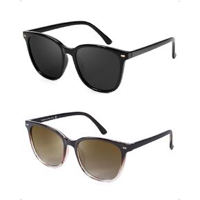 FIMILU 2 Packs Sunglasses for Women Polarized UV400 Protection Lens Big Frame Fashion Glasses Trendy Stylish Shade
