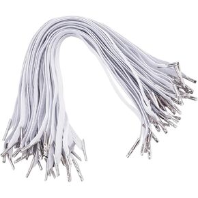 BENECREAT 100pcs Elastic Barbed Cord, 10inch White Flat Elastic Cord Stretch Loop Band Elastic Straps Band with Metal Barbs Ends for Party Hat, Travel, Signs Book Binding