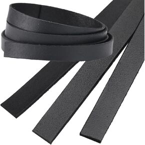 GORGECRAFT 3 Roll 6mm Flat Leather Cord Genuine Leather Strip 2mm Thick Black Leather Strap Cowhide String Braiding Thread Rope for Bracelets Necklace Jewelry Making Belts Boot Lace Collars DIY Craft