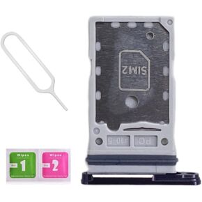 استبدال حامل فتحة بطاقة SIM المزدوجة لهاتف Samsung Galaxy S23 5G G911B S23 Plus G916B مع دبوس إخراج مفتوح وصينية بطاقة SD (جميع شركات النقل) (أسود فانتوم)